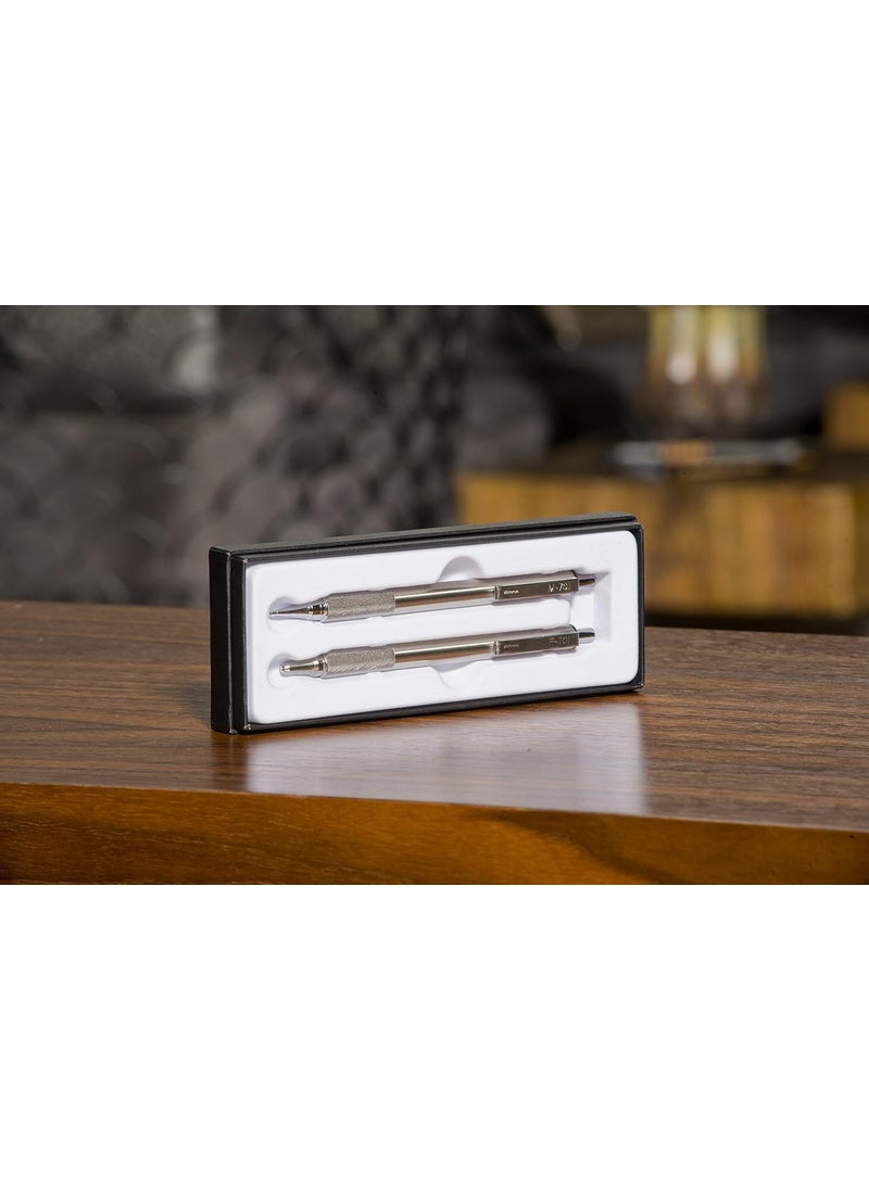 ZEBRA Zebra Pen M/F 701 Stainless Steel Mechanical Pencil and Ballpoint Pen Set, Fine Point, 0.7mm HB Lead and 0.8mm Black Ink, 2-Count Gift Set, Silver (10519)  - Image 3
