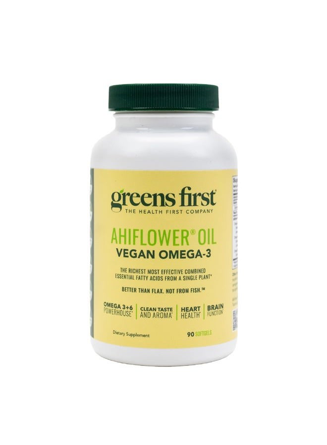 Greens First PRO Ahiflower Oil Vegan Omega-3, 30 Day Supply – 2250 mg – Omega 3 + 6 + 9 Powerhouse – Contains Omega-3 Stearidonic Acid SDA – Gamma Linolenic Acid GLA – No Soy or Corn Oil – Non-GMO - Image 1
