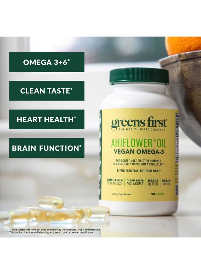 Greens First PRO Ahiflower Oil Vegan Omega-3, 30 Day Supply – 2250 mg – Omega 3 + 6 + 9 Powerhouse – Contains Omega-3 Stearidonic Acid SDA – Gamma Linolenic Acid GLA – No Soy or Corn Oil – Non-GMO - Image 2
