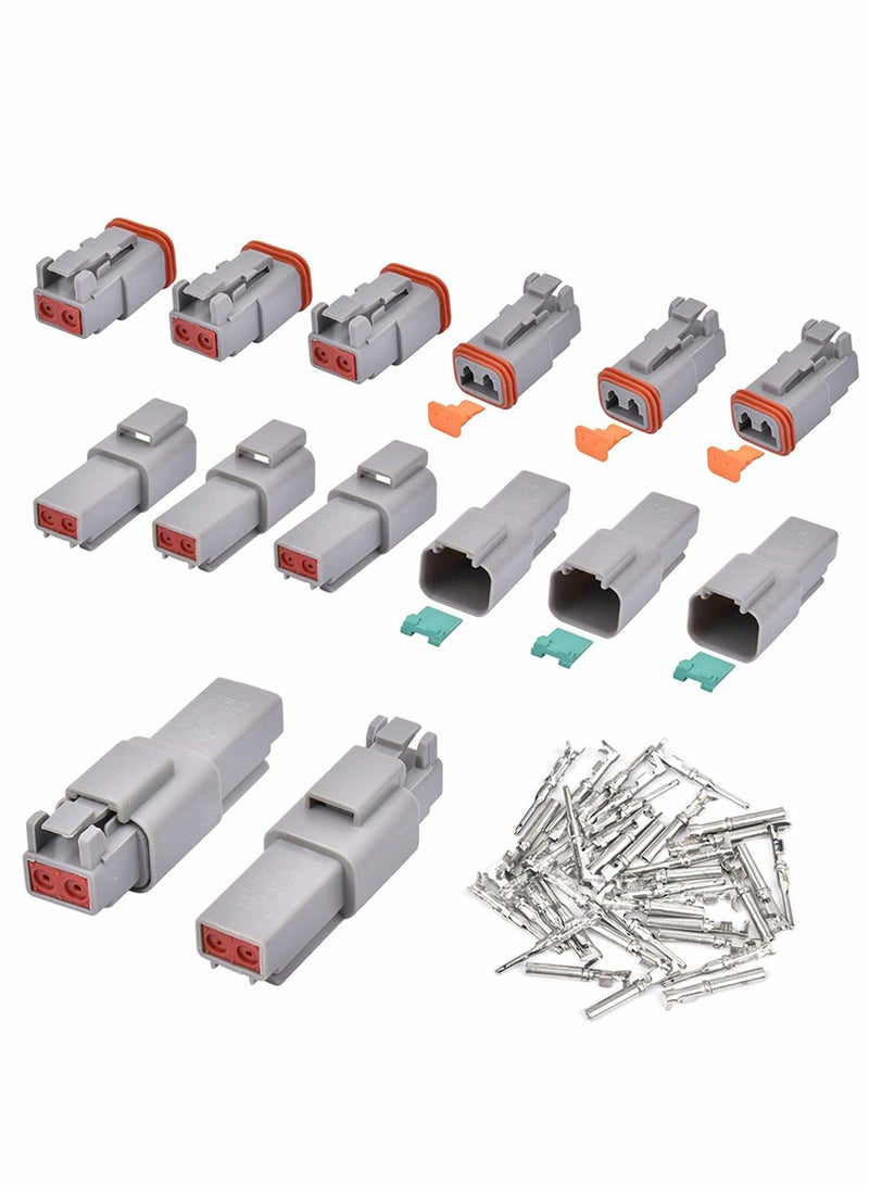 KASTWAVE Electrical Wire Connector Plug, 8 Sets 2 Pin 22-16AWG Waterproof Sealed Auto Gray Male and Female Terminal Connectors for Motorcycle, Truck, Car, Boats, Scooter - Image 1