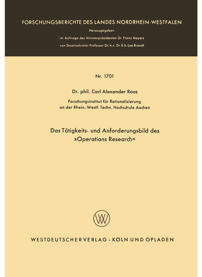 Das Tätigkeits- und Anforderungsbild des Operations Research 
