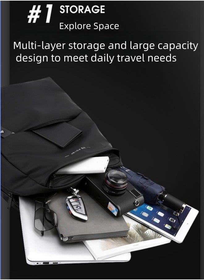 Generic Generic Backpack Lightweight Outdoor Travel Laptop Bag Waterproof Large Capacity Computer Backpack 30*16*44 Cm - Black  - Image 5