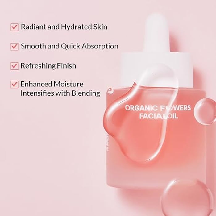 Whamisa Organic Flowers Facial Oil Deep Rich, Hydrating Watery Formula with Fermented Ingredients & Postbiotics, Nourishing, Glowing Hydration (32ml) - Image 3
