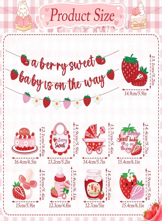 Refavor Strawberry Baby Shower Decorations - A Berry Sweet Baby Is on the Way Banners Cute Strawberry Decorations Strawberry Sweet Baby Hanging Swirls Ceiling Decor Girls - Image 2