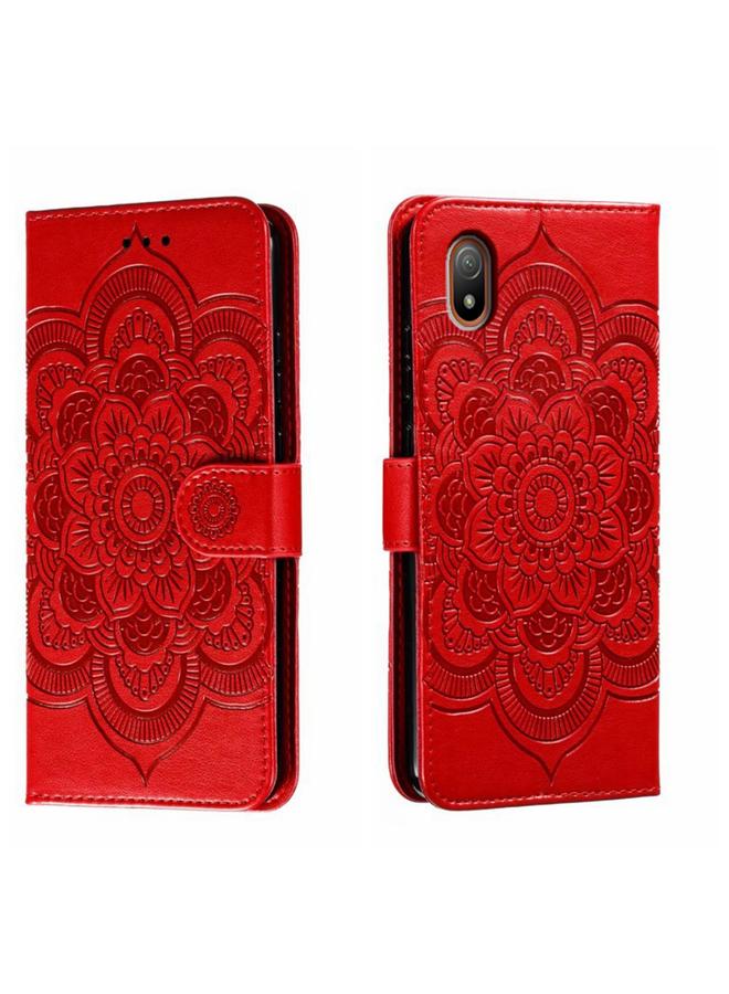 Zaboon For Sony Xperia Ace III Sun Mandala Embossing Pattern Phone Leather Case(Red)
