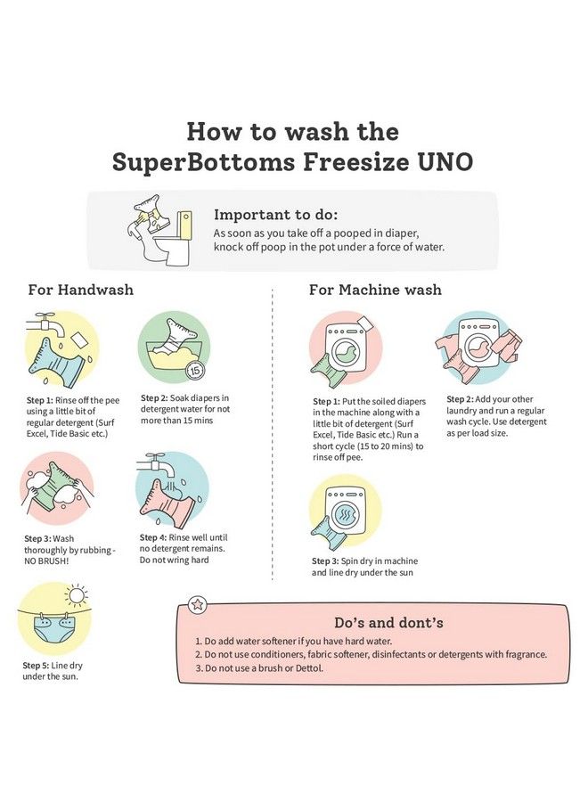 Superbottoms New Uno Freesize Cloth Diaper ; Cloth Diaper For Babies 3M To 3Y ; Washable & Reusable Cloth Diaper ; Comes With Cloth Diaper Insert ; 1 Diaper And 1 Organic Cotton Soaker - Image 4