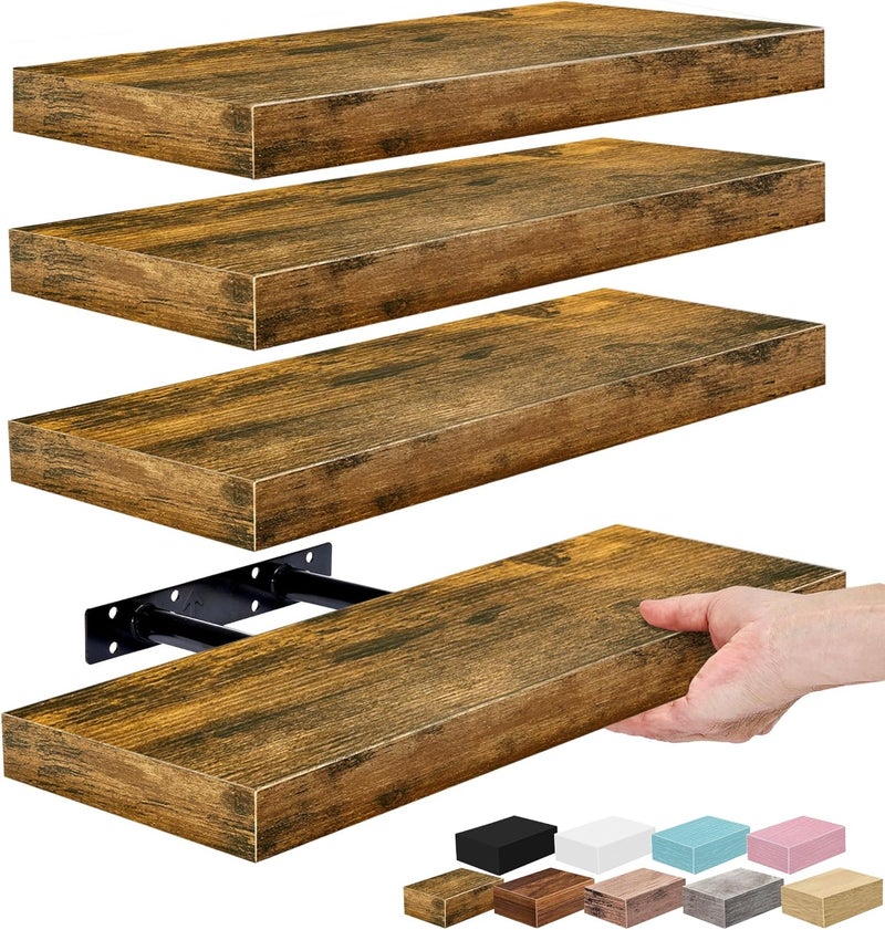 Sorbus Floating Shelves for Wall, Bathroom Shelves Wall Mounted for Kitchen, Bedroom, Living Room, Bathroom Storage, Over Toilet, Hanging Book Shelf for Wall Home Decor (4 Pack) - Image 1