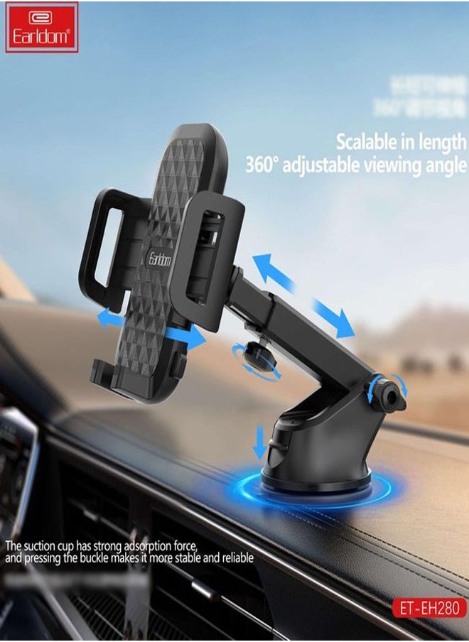 Earldom Earldom Car Phone Holder With 360 Degree Rotation - Adjustable Telescopic Arm - Strong Mounting On Dashboard And Windshield - MODEL EH280  - Image 4
