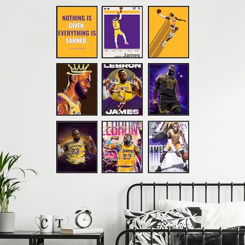 BigWig Prints LeBron James Poster Set - LeBron Posters for Walls, Lakers Bedroom Wall Decor, Basketball Room Decor for Boys, Gifts for Lakers Fan, Basketball Artwork - Unframed Set Of 9 (8x10”) - Image 3