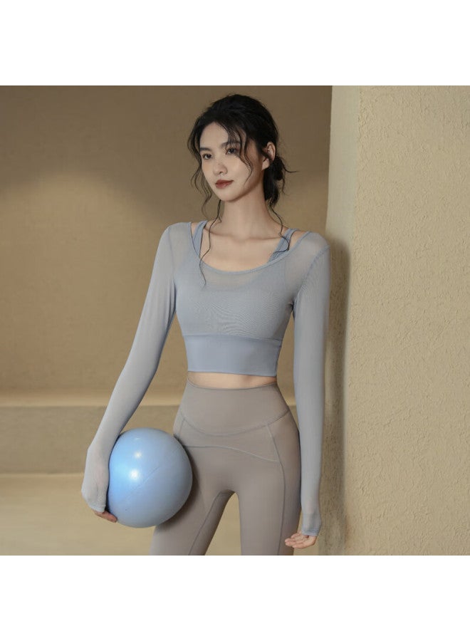 Ackdcs Stylish Yoga Top For Women, Autumn New Style With Chest Pads, Sports Tennis Shock-absorbing Long Sleeve Pilates Fitness Wear - Image 1