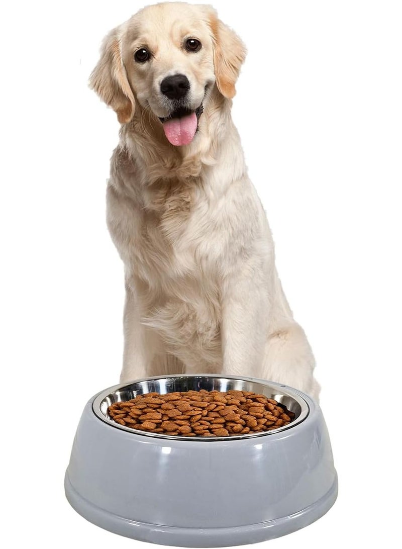 أن ان سي بيتس وعاء طعام للحيوانات الأليفة من الفولاذ المقاوم للصدأ للقطط والكلاب الصغيرة، وعاء طعام متين من مادة البولي بروبيلين مع تصميم غير قابل للانزلاق، مناسب للطعام الرطب والماء، ملحقات تغذية الحيوانات الأليفة، سهل التنظيف 23 سم (رمادي) - Image 1