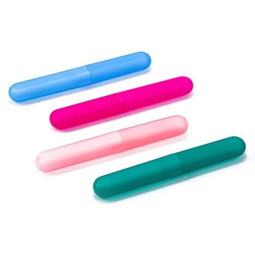 Raxon Innovation Anti Bacterial Toothbrush Container Tooth Brush Travel Covers, Holder, Cases,Multi Color (Size:-25cmX16cmX2.5) (Pack of -4), Plastic - Image 1