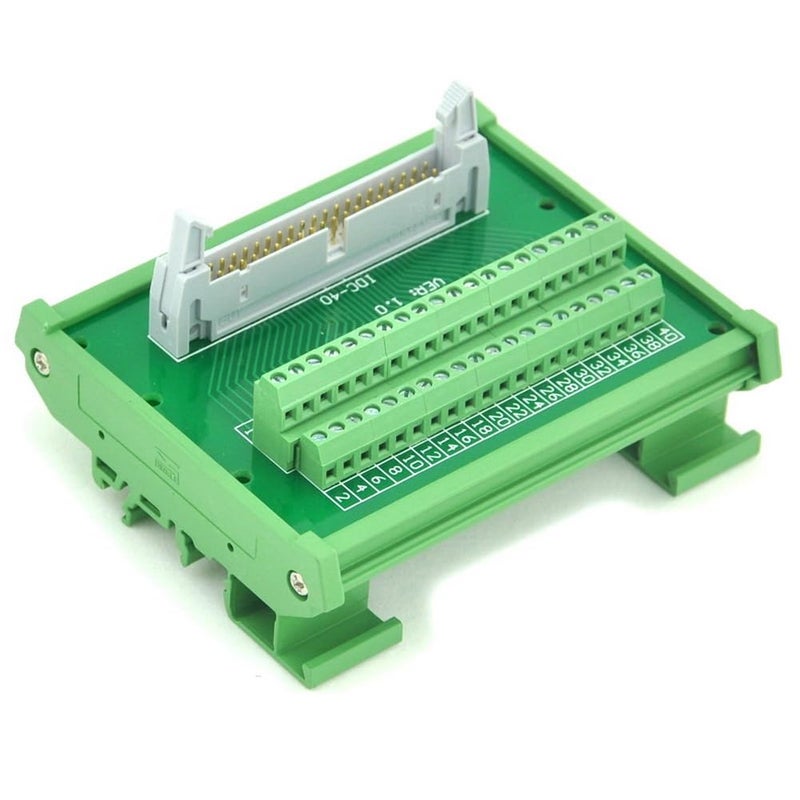 Electronics-Salon DIN Rail Mount Flat Ribbon Cable 0.1" FRC Connector Interface Module, Terminal Block Breakout Board (IDC40 2x20Pin) - Image 1
