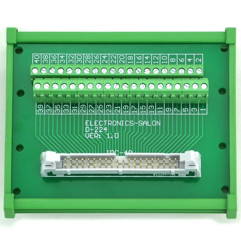 Electronics-Salon DIN Rail Mount Flat Ribbon Cable 0.1" FRC Connector Interface Module, Terminal Block Breakout Board (IDC40 2x20Pin) - Image 2