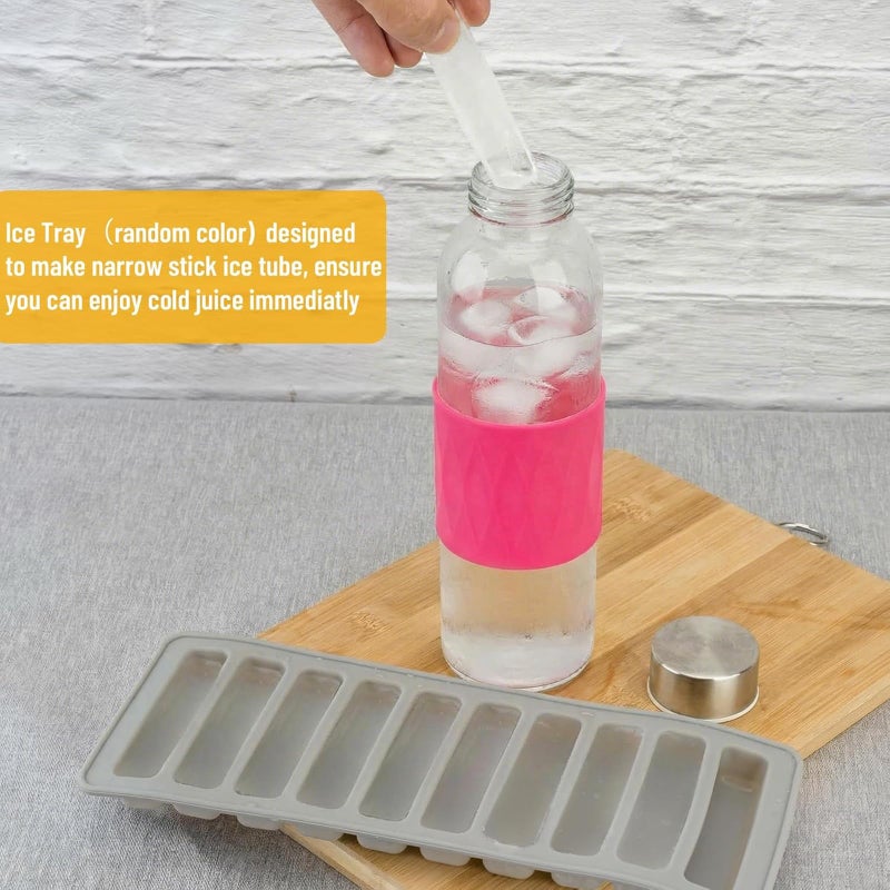 Zukro 18 oz Glass Water Bottles with Lids, 3 Pack Leak Proof Juice Bottles With Stainless Steel Cap for Juicing, Smoothie, Homemade Beverages Container, Reusable Drinking Jar with Grip Band, BPA Free - Image 4