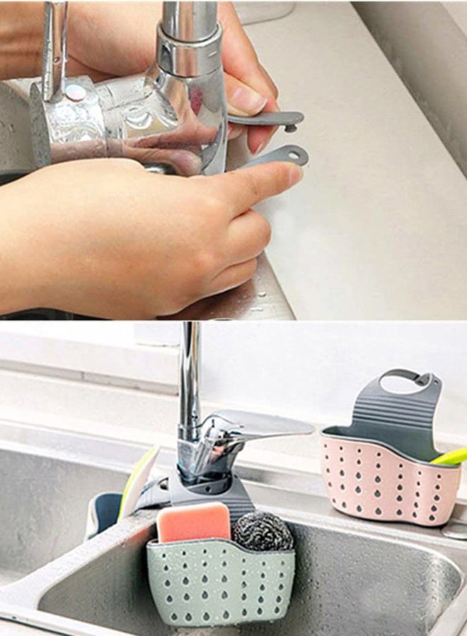 Kinteshun Kitchen Sink Caddy Sponge Holder Hang Basket for Scrubber Dish Brush Kitchen Accessories Organizer (Light blue) - Image 5