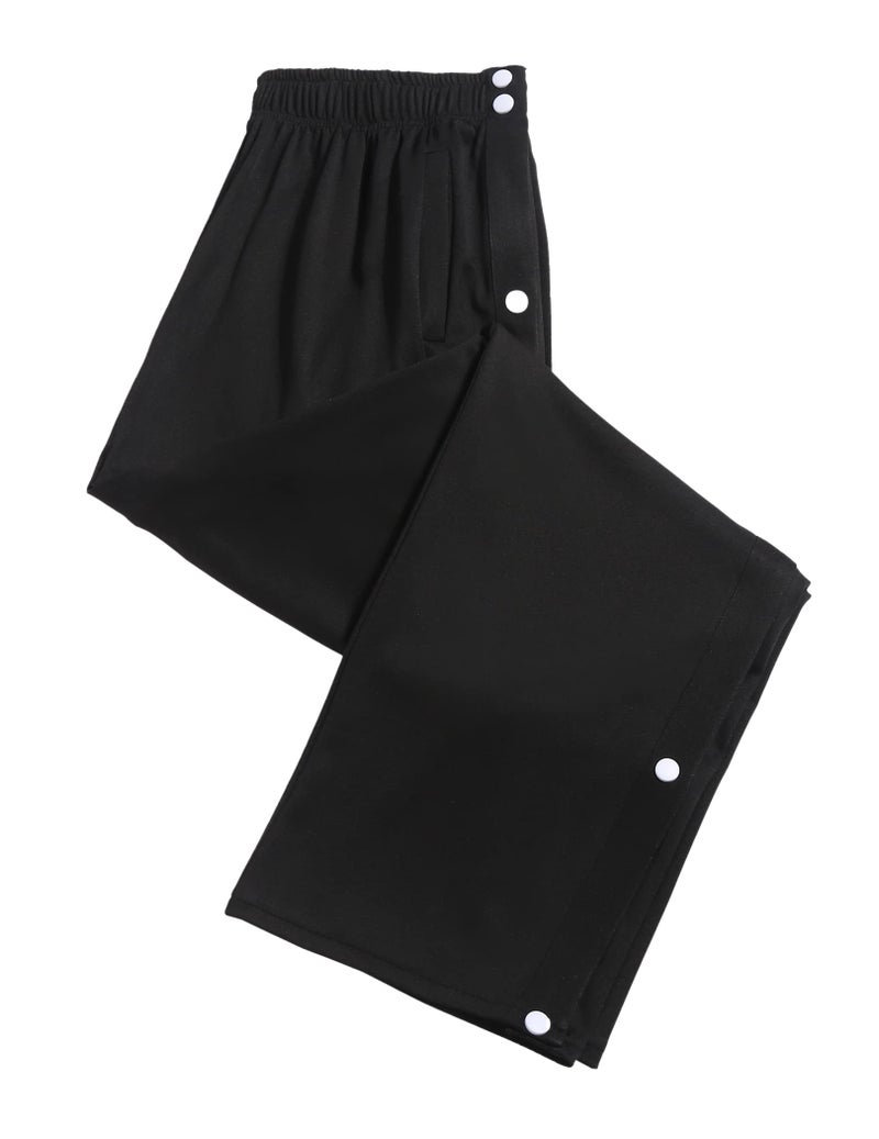 Deyeek Men's Tear Away Basketball Pants High Split Snap Button Casual Post-Surgery Sweatpants with Pockets - Image 4