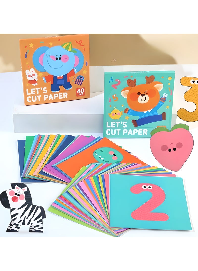 LIXADA 80pcs Fun Paper Cutting Set, Paper Art, Scissors Skills Activity Cutting Book, Fun game for Kids Age 3-6, Handicraft Kit - Perfect for Birthday And Special Festival Gifts! (Scissors not included)  - Image 1