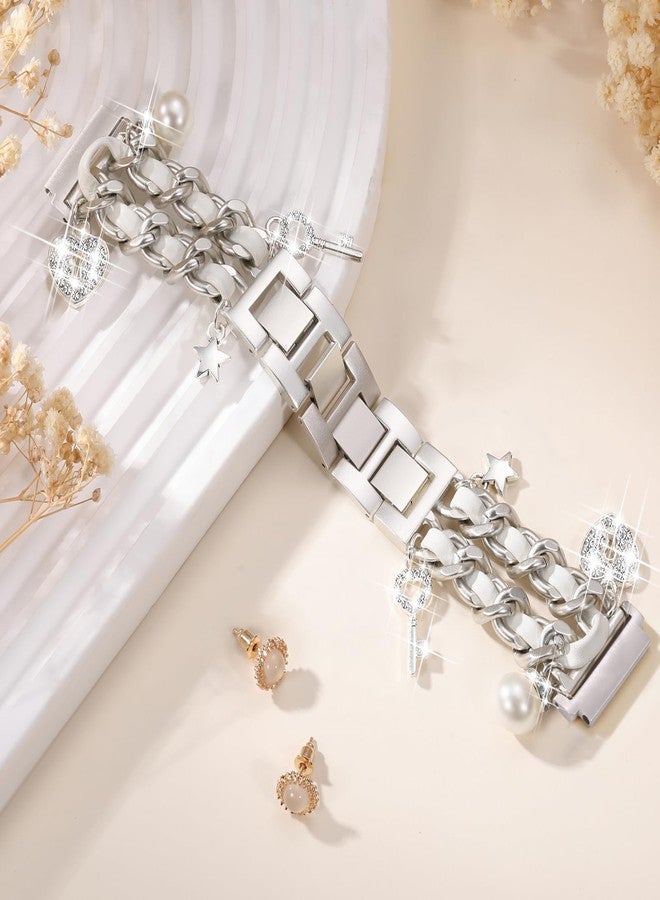 داجين سوار معدني أنيق متوافق مع ساعة سامسونج جالاكسي 7 (موديلات FE 6، 5، 4، مقاس 40 مم، 44 مم) وساعة جالاكسي أكتيف 2 (مقاس 20 مم). سلسلة جميلة مزينة بتعليقات جذابة، إكسسوارات رائعة لساعات سامسونج النسائية. - Image 2