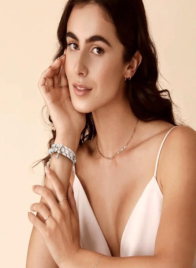 داجين سوار معدني أنيق متوافق مع ساعة سامسونج جالاكسي 7 (موديلات FE 6، 5، 4، مقاس 40 مم، 44 مم) وساعة جالاكسي أكتيف 2 (مقاس 20 مم). سلسلة جميلة مزينة بتعليقات جذابة، إكسسوارات رائعة لساعات سامسونج النسائية. - Image 5