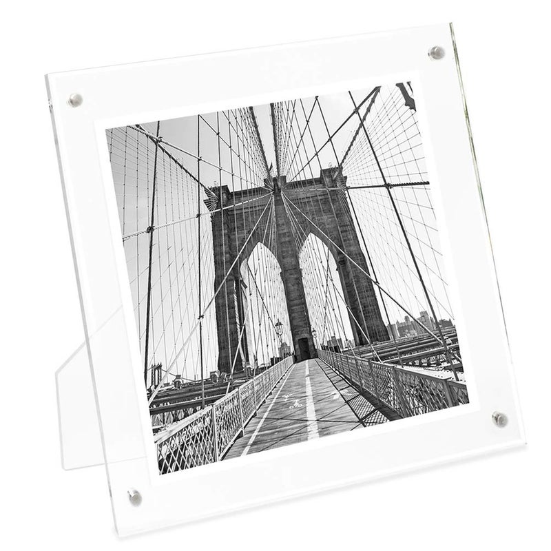 Isaac Jacobs 5 x 5 Clear Plain Acrylic Picture Frame Magnetic Photo Frame Made for Tabletop Display with TwoWay Easel