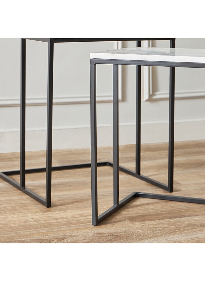 Home Box - Duo Genuine Marble Top Nest of Tables - Set of 2 - Image 1