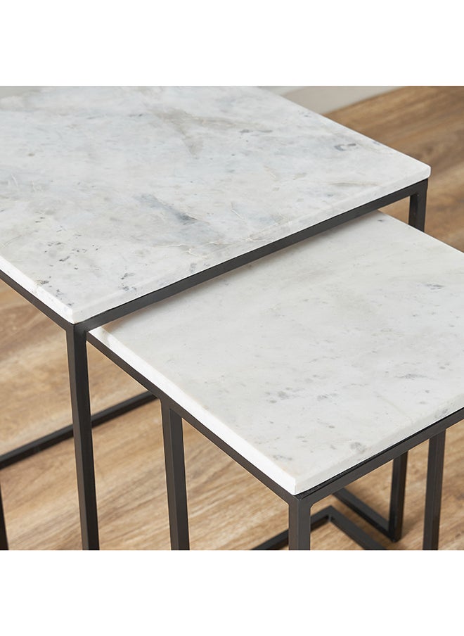 Home Box - Duo Genuine Marble Top Nest of Tables - Set of 2 - Image 1