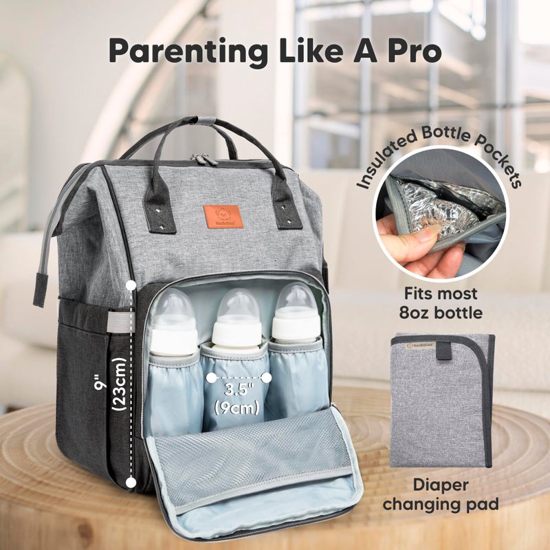 KeaBabies Baby Diaper Bag Backpack - Large Baby Bag for Boys, Girls, Waterproof Multi Function Travel Diaper Backpack with Changing Pad, Durable Travel Essentials for Moms and Dads (Graphite) - Image 4