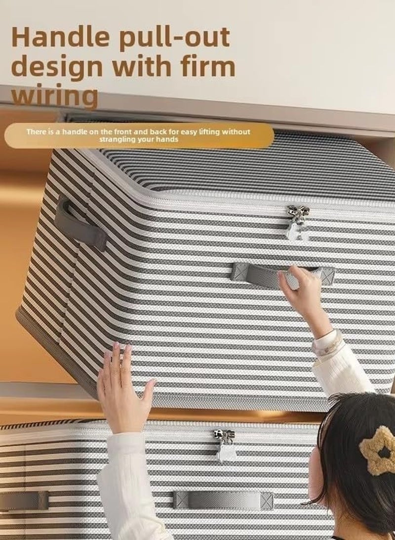 لوبيتيز تخزين مربع ، مربع تخزين ( قماش رمادي المشارب ، 58cm * 40cm * 35cm ، XXL ) قابلة للطي تخزين الحاويات ، مربع النسيج مع تغطية المشارب ، غرفة نوم تكويم خزانة تخزين مربع ، مربع تخزين الملابس - Image 4