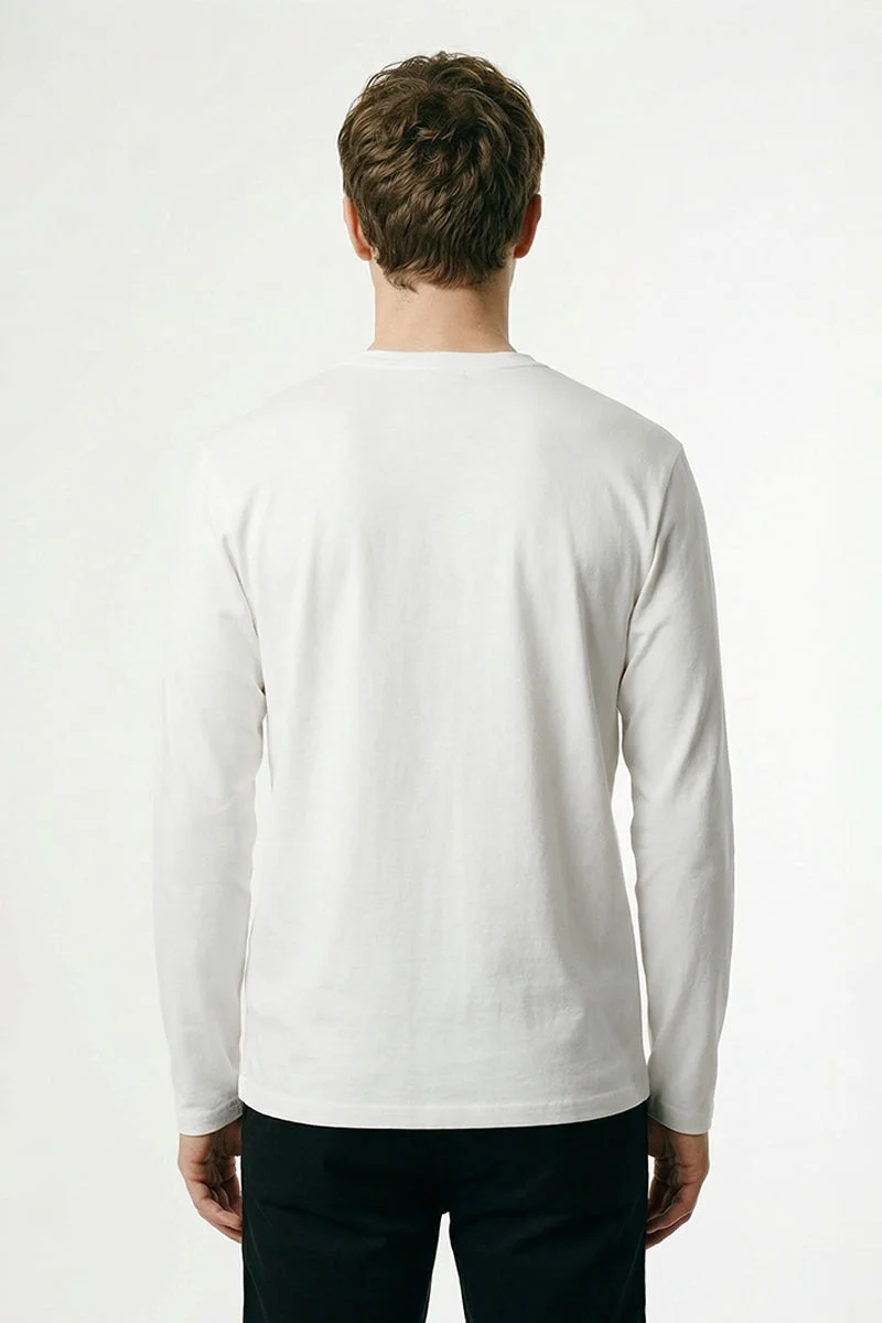 SNITCH White White Solid Long Sleeve Regular Fit T-Shirt for Men | Best Price UAE