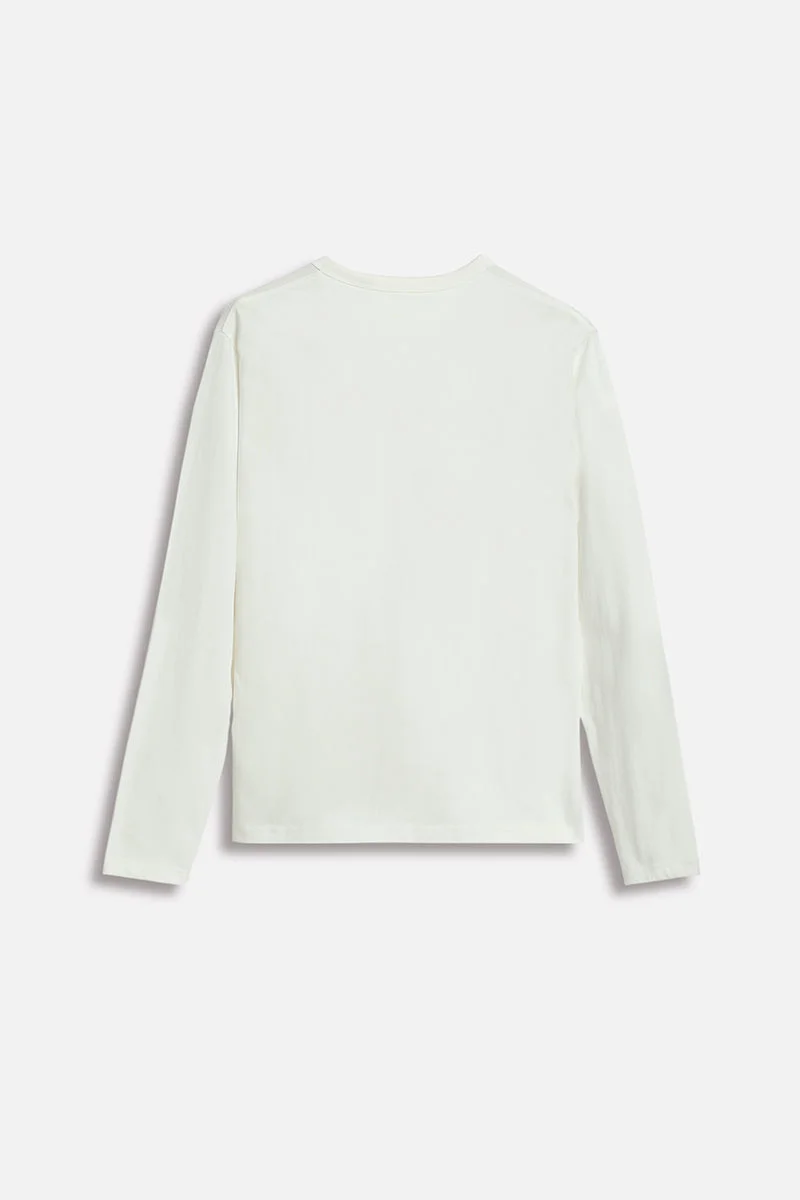 SNITCH White White Solid Long Sleeve Regular Fit T-Shirt for Men | Best Price UAE