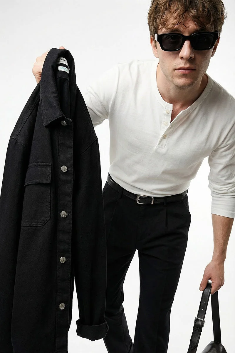 SNITCH White Solid Long Sleeve Regular Fit T-Shirt
