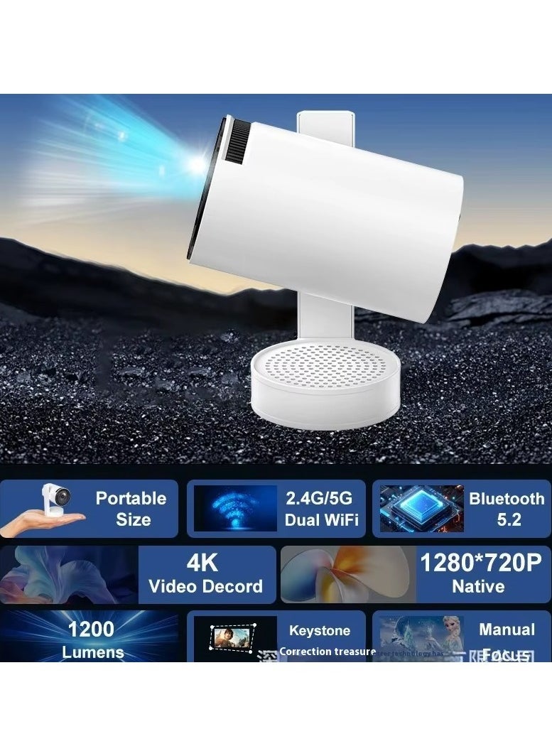 Shopit - Smart Mini Projector 4K 5G WiFi Big Screen Experience with Premium 360 Sound Bluetooth 5.0 Movie Projector Compatible with Android iOS Windows TV Stick HDMI USB Audio 3.5 - Image 1
