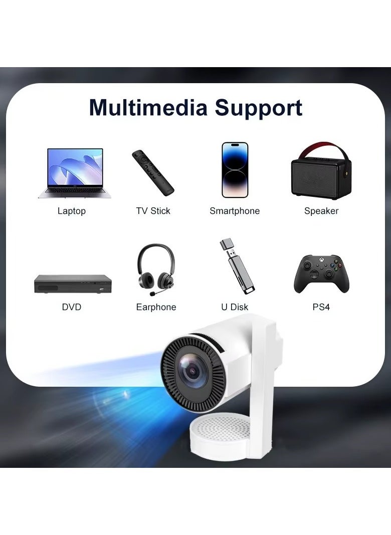 Shopit - Smart Mini Projector 4K 5G WiFi Big Screen Experience with Premium 360 Sound Bluetooth 5.0 Movie Projector Compatible with Android iOS Windows TV Stick HDMI USB Audio 3.5 - Image 1