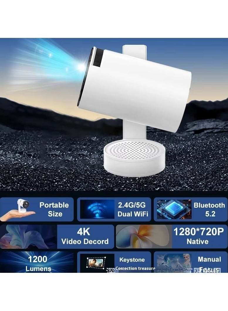 بيتشو جهاز عرض صغير ذكي 4ك 5ز واي فاي تجربة شاشة كبيرة مع صوت ممتاز 360 درجة، بلوتوث 5.0 جهاز عرض أفلام متوافق مع أندرويد آي أو إس ويندوز تي في ستيك اتش دي ام اي يو اس بي صوت 3.5 - Image 2