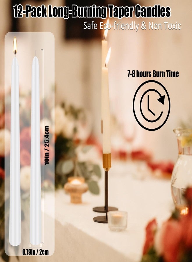 KITRDOOR White Taper Candles, 14 Pack 10 Inch Unscented Long Tapered Candles 8-Hour Burn for Weddings, Church Altars, Gothic Halloween, Holiday Decor, Prayer Ceremonies, Halloween, Christmas - Image 3