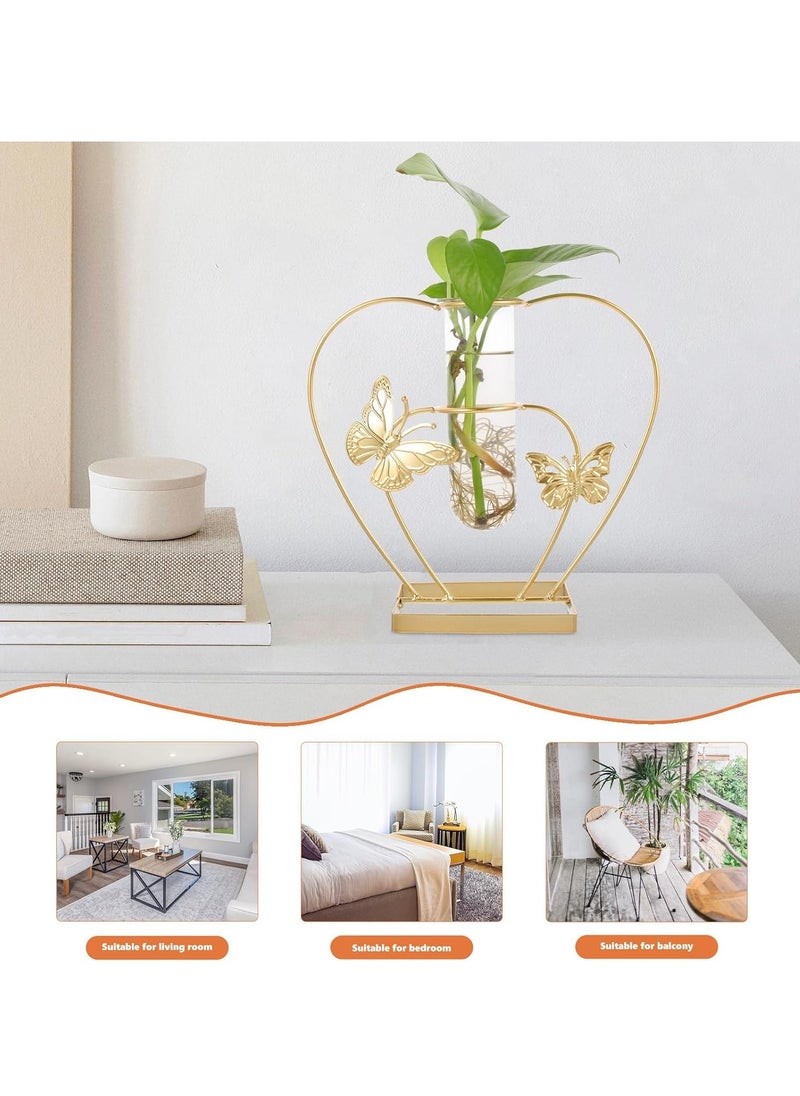 ماركة غير محددة زخارف زهور صناعية للمنزل، سطح مكتب غرفة المعيشة، تنسيق زهور صناعية، زخارف مزهرية مائية لطاولة الطعام، زخارف خفيفة فاخرة (تنسيق زهور الفراشة على شكل قلب)  - Image 3