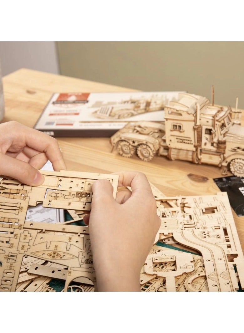 ROKR 3D Wooden Puzzle for Mechanical Car Model Vehicle Building (MC502-Heavy Truck) - Image 3