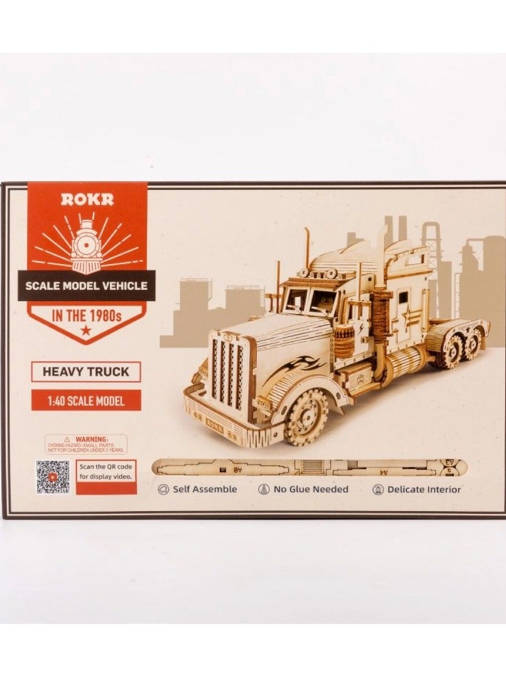ROKR 3D Wooden Puzzle for Mechanical Car Model Vehicle Building (MC502-Heavy Truck) - Image 4