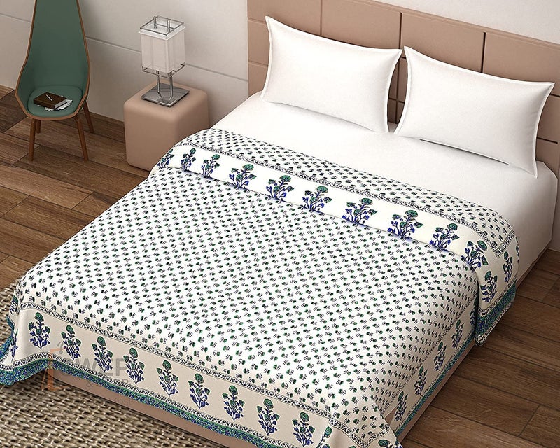 LOARSHY لحاف لوارش Pure Cotton مزخرف بالأزهار | خفيف ودافئ لحاف راجستاني جايفوري لسرير مفرد | لحاف ناعم لفصل الشتاء | هدية (أزرق) - Image 3