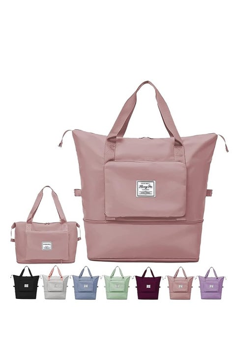 Large Capacity Foldable Expandable Lightweight Waterproof Oxford Cloth Travel Bag - Pink