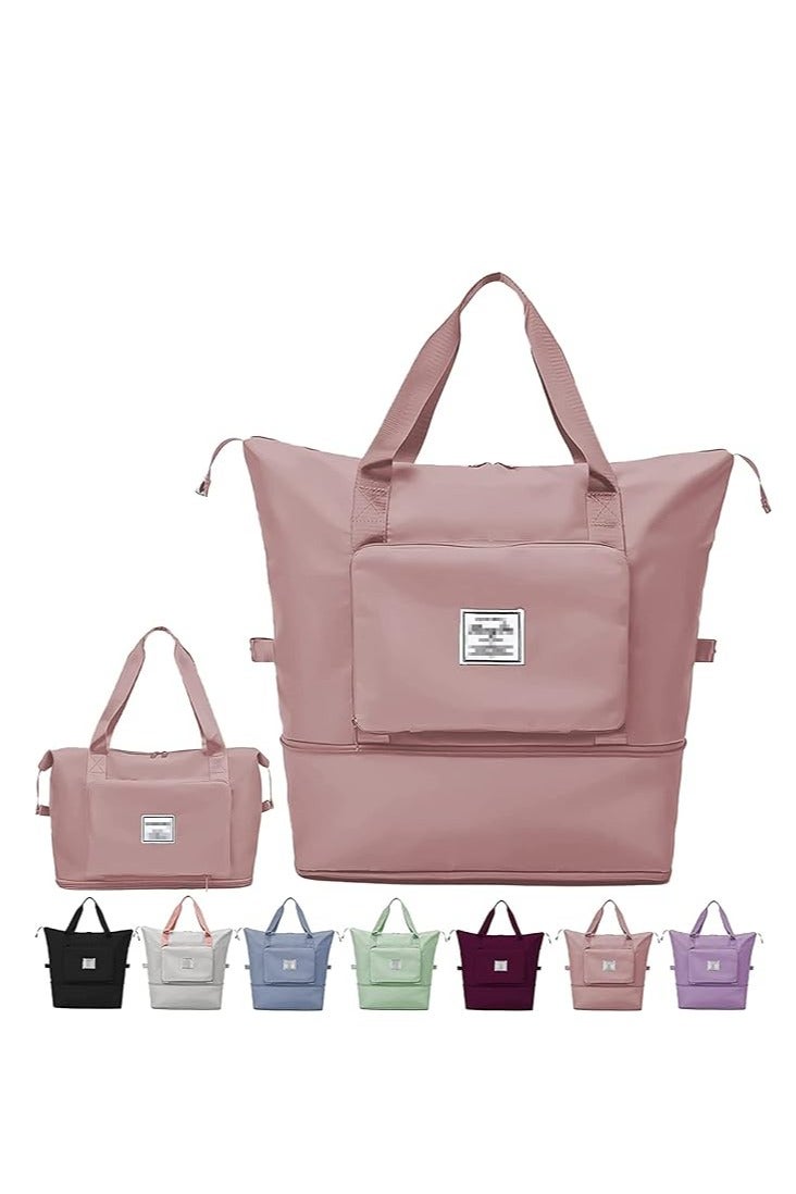 HONGFU Large Capacity Foldable Expandable Lightweight Waterproof Oxford Cloth Travel Bag - Pink - Image 1