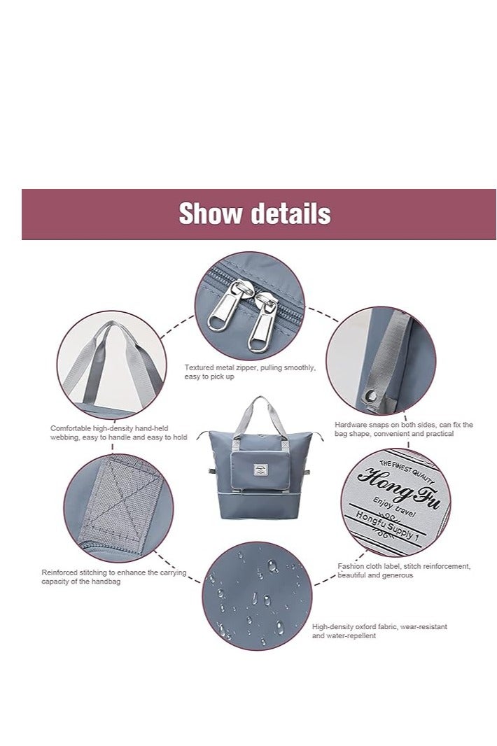 HONGFU Large Capacity Foldable Expandable Lightweight Waterproof Oxford Cloth Travel Bag - Pink - Image 3