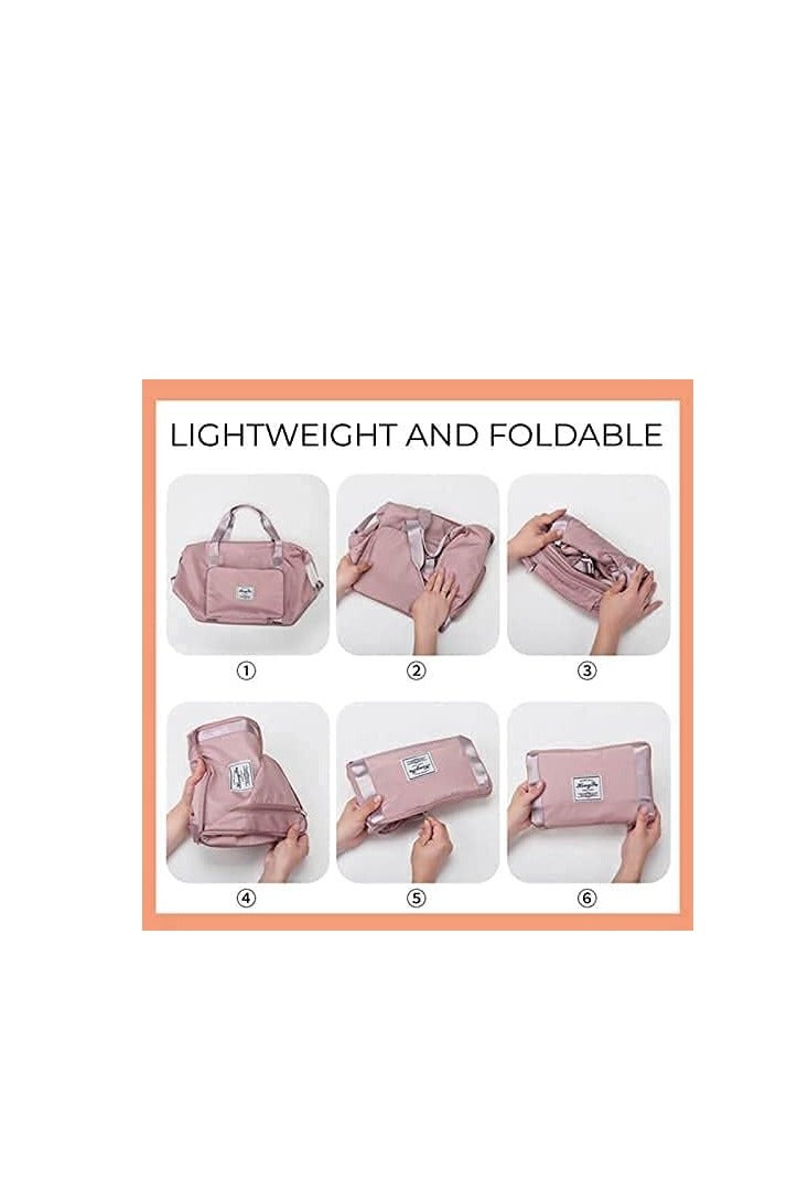 HONGFU Large Capacity Foldable Expandable Lightweight Waterproof Oxford Cloth Travel Bag - Pink - Image 4