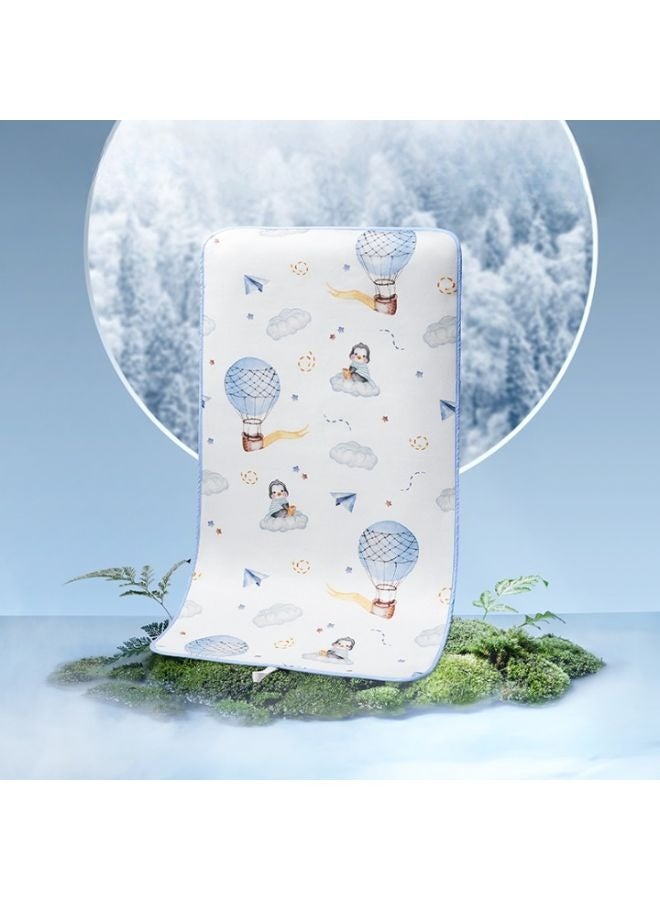 Be a better mom Baby Sleeping Mat - Modern Style Soft Waterproof Baby Summer Mat -Ice Silk Cool Mat - Breathable Baby Mattress - Penguin Balloon Island Printed 70x140cm - Image 1
