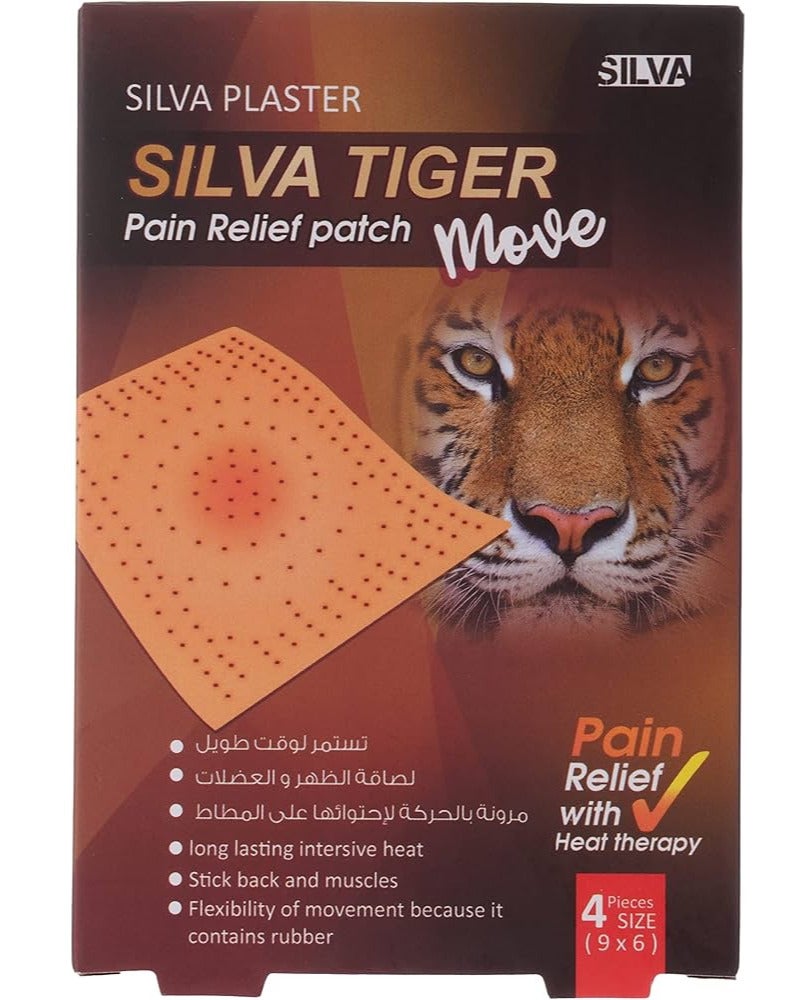 Silva Tiger Pain Relief Patch Move Heat Therapy 4 Pieces - Image 1
