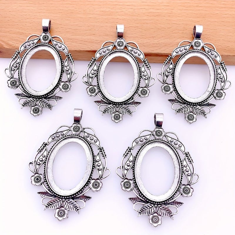 2pcs Antique Silvery Color Blank Setting Jewelry Finding Fit 1.18x1.57inch - Image 5