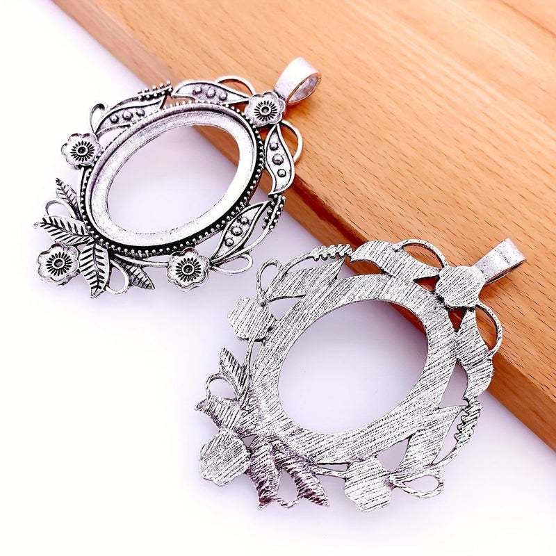 2pcs Antique Silvery Color Blank Setting Jewelry Finding Fit 1.18x1.57inch - Image 3