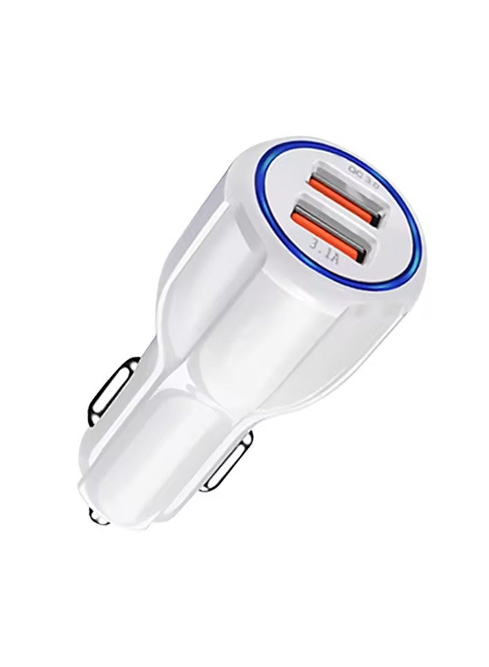 RIYAD GADGETS Car Charger Socket with Dual USB Ports, Fast Charging 3.0A, High Power Flow Supply-WHITE - Image 1