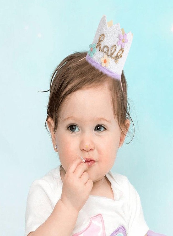 YOUAME Daisy Floral Half Birthday Hat - Flower Cake Smash Crown for 6 Month Baby, Half Way To One Party Crown, Sweet Mini Photo Prop - Image 5